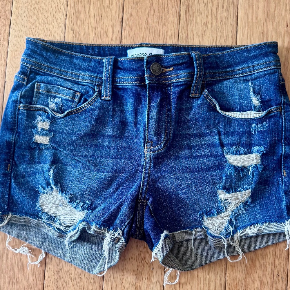 Studio Blue Jean Shorts | Distressed Denim Shorts Size 25